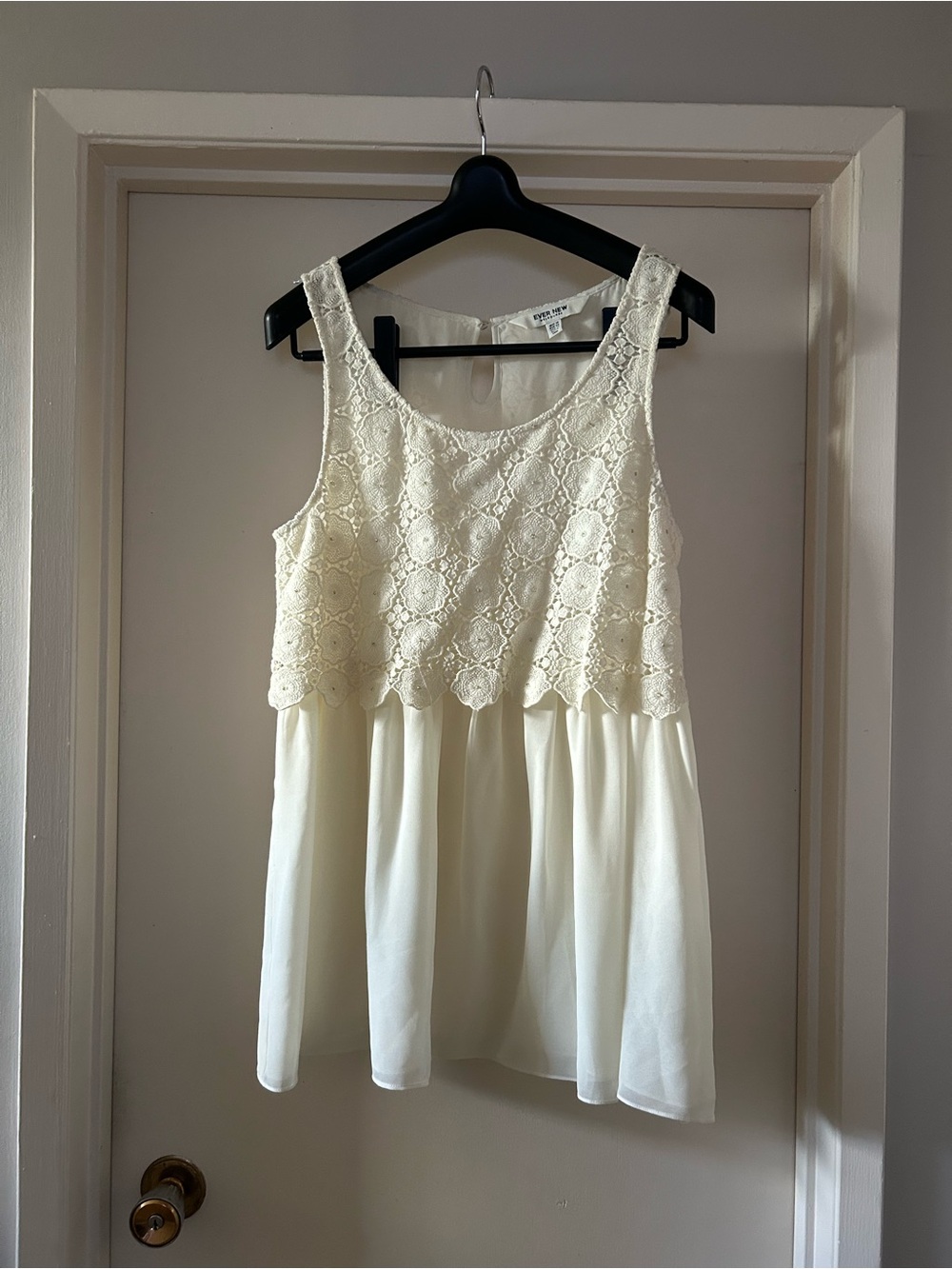 Ever New Ivory Lace & Chiffon Shell